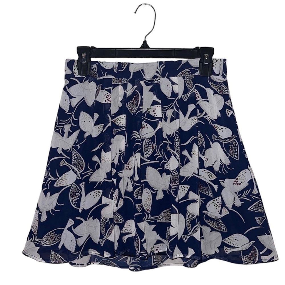 OLD NAVY Navy Blue White Dove Pleated Mini Skirt Bird Chiffon Whimsical Women XS - Picture 13 of 13